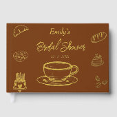 Bruine Goud Liefde Bruist Bruiloft Trouwerij Cadea Gastenboek (Voorkant)