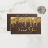 bruine gouddruppelaar bedankt bruiloft notitiekaartje (Voorkant / Achterkant in situ)
