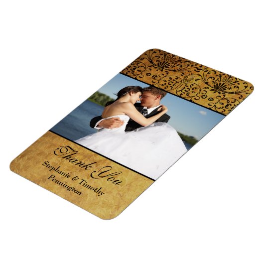  bruine gouden ddvogel bruiloft bedankt magneet (Linkerzijde)