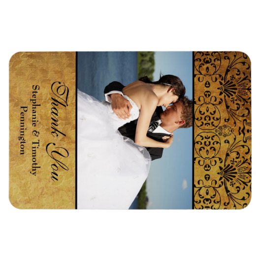 bruine gouden ddvogel bruiloft bedankt magneet (Horizontaal)