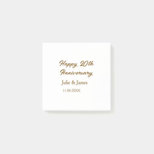 Bruine gouden gelukkige 20ste verjaardag naam dats post-it® notes (Voorkant)