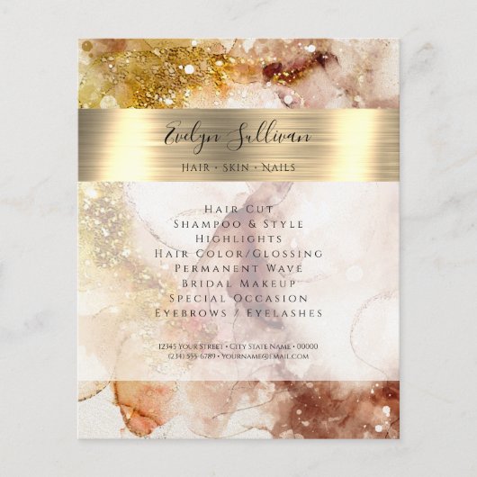 Bruine gouden glinster waterverf flyer (Voorkant)