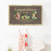 Bruine Gouden Glitter Afstudeerfeest Fotobanner Spandoek (Insitu)