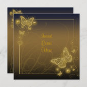 Bruine gouden vlinder elegante krullen kaart (Voorkant / Achterkant)