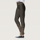 Bruine Gouden Zebra Wilde Dierprint Exotische Glam Leggings (Links)