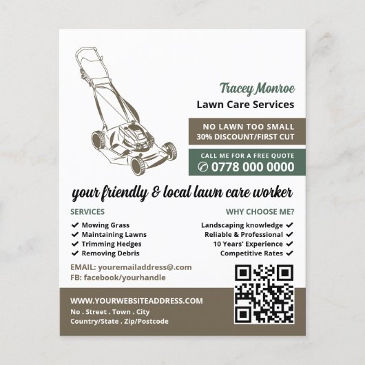 Bruine grasmaaier, grasverzorging flyer (Voorkant)