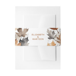 Bruine grijze esdoorn verlaat herfstbruidsbuikband uitnodigingen wikkel