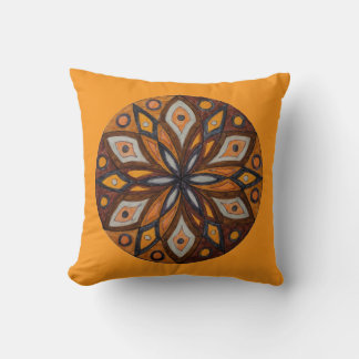 Bruine/Grijze Starburst Mandala Worp Kussen