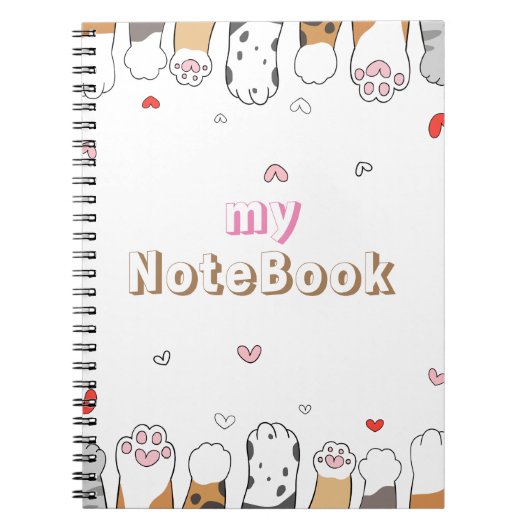 Bruine grijze witte kattenpoten (80 pagina's B&W) Notitieboek (Voorkant)