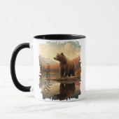Bruine Grizzlybeer Meer Reflectie Mok (Links)