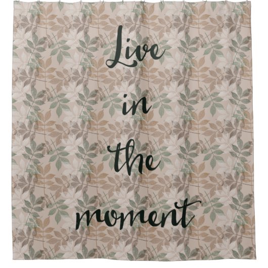 Bruine groene bladeren Live Douchegordijn (Voorkant)