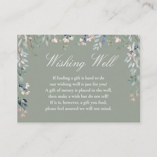 Bruine Groene Bloemencascade Wensput Huwelijk Informatiekaartje (Voorkant)