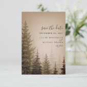 Bruine Groene Bomen Trouwen Save The Date (Staand voorkant)