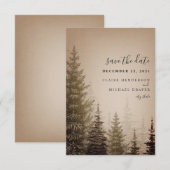Bruine Groene Bomen Trouwen Save The Date (Voorkant / Achterkant)