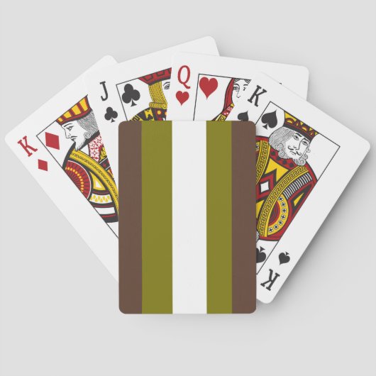 Bruine, groene en witte strepen pokerkaarten (Achterkant)