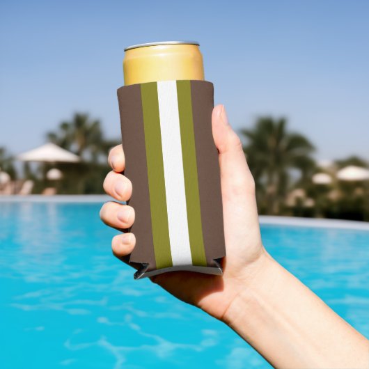 Bruine, groene en witte strepen seltzer blikjeskoeler (Insitu Zwembad)