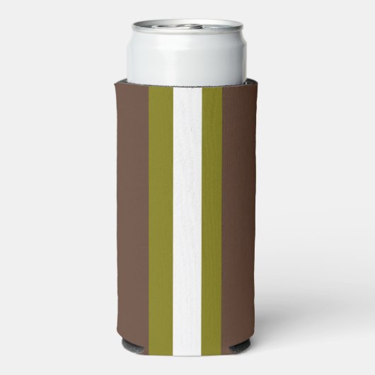 Bruine, groene en witte strepen seltzer blikjeskoeler (Seltzer Achterkant)