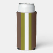 Bruine, groene en witte strepen seltzer blikjeskoeler (Seltzer Voorkant)