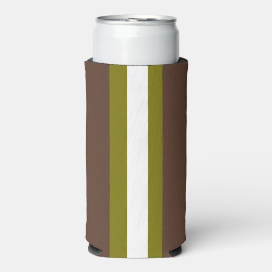 Bruine, groene en witte strepen seltzer blikjeskoeler (Seltzer Voorkant)