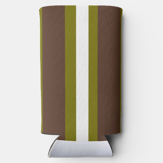 Bruine, groene en witte strepen seltzer blikjeskoeler (Achterkant)