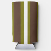 Bruine, groene en witte strepen seltzer blikjeskoeler (Voorkant)