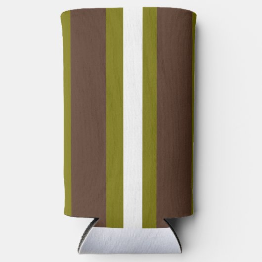 Bruine, groene en witte strepen seltzer blikjeskoeler (Voorkant)