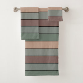 Bruine groene en zwarte strepen op Waterverf papie Bad Handdoek