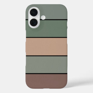 Bruine groene en zwarte strepen op Waterverf papie iPhone 16 Hoesje