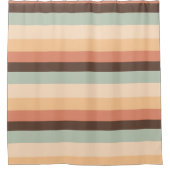 Bruine, groene, gele en oranje strepen douchegordijn (Voorkant)