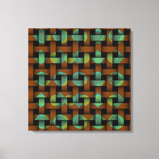 Bruine groene geometrische tribale cirkelweergolf canvas afdruk (Voorkant)