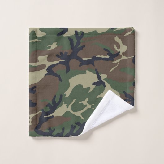 Bruine groene kamouflage bad handdoek (Wasdoekje)