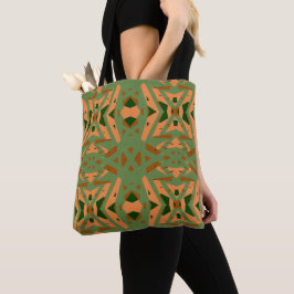Bruine groene kunstbodem Deco Geometric Grocery Sh Tote Bag