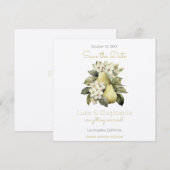 Bruine & Groene Peer Vierkant Save the Date Kaarte (Voorkant / Achterkant)