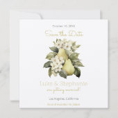 Bruine & groene peervierkante 'Save the Date'-kaar Save The Date (Voorkant)