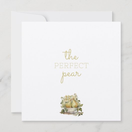 Bruine & groene peervierkante 'Save the Date'-kaar Save The Date (Achterkant)