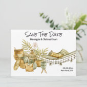 Bruine groene zomerhangmat boho chic planten save the date (Staand voorkant)