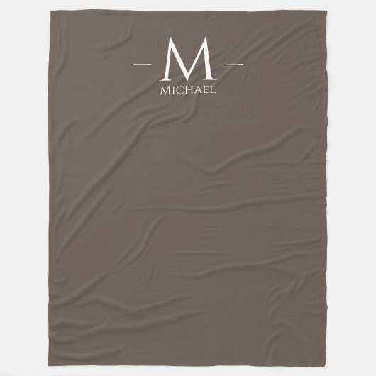Bruine Grote Dekbed Monogram Elegante Sjabloon Fleece Deken (Voorkant)