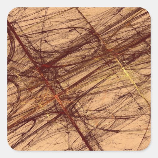 Bruine Grunge Abstracte Fractal Square Sticker (Voorkant)