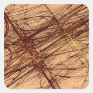 Bruine Grunge Abstracte Fractal Square Sticker