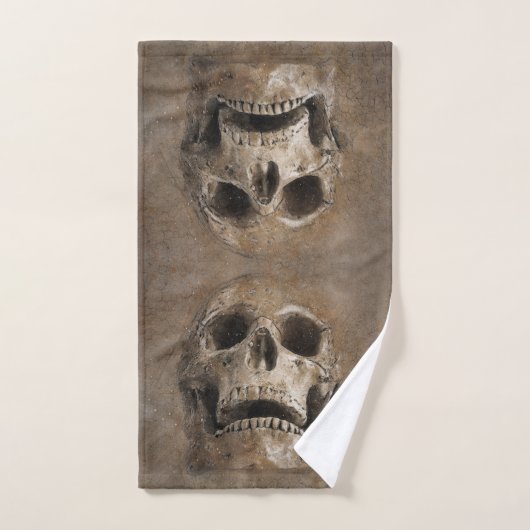 Bruine Grunge Mud Wall met schedel Bad Handdoek (Handdoek)
