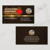 Bruine Grunge Paint Splatter Gouden Hamer Visitekaartje (Voorkant / Achterkant)