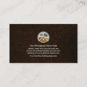 Bruine Grunge Paint Splatter Gouden Hamer Visitekaartje (Achterkant)