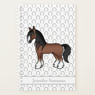 Bruine Gypsy Vanner Clydesdale Paard & Aangepaste Planner
