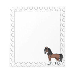 Bruine Gypsy Vanner Clydesdale Shire Cartoon Paard Notitieblok