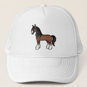 Bruine Gypsy Vanner Clydesdale Shire Cartoon Paard Trucker Pet