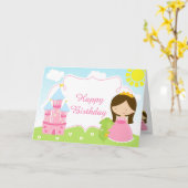 Bruine haar prinses en draak  kaart (Gele Bloem)