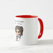 Bruine haarspecialist karikatuur mok gepersonalise (Voorkant rechts)