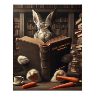 Bruine haas gemakkelijk afgeleid door boeken! Post Foto Afdruk