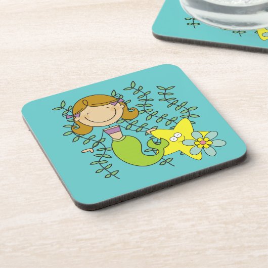 Bruine Haired Meermin Drankjes Onderzetter (Linkerzijde)