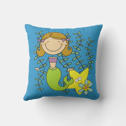 Bruine Haired Meermin Kussen (Achterkant)